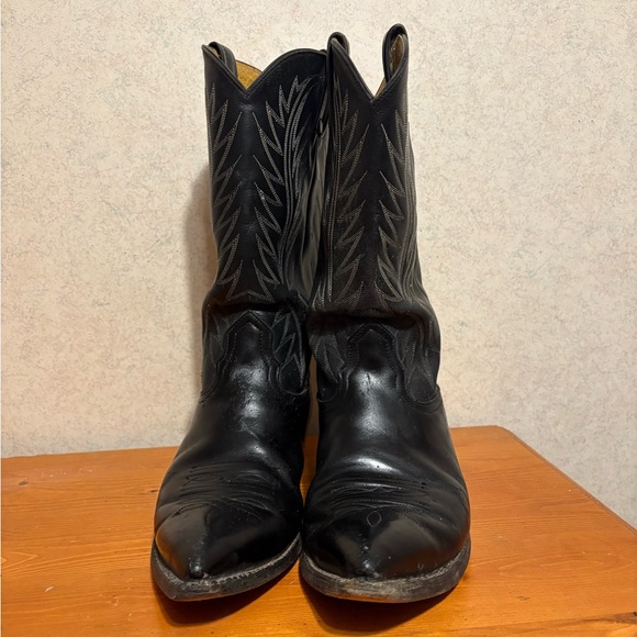 Vintage Nacona Black Leather Western Cowboy Boots Men’s Size 9 - Picture 2 of 14